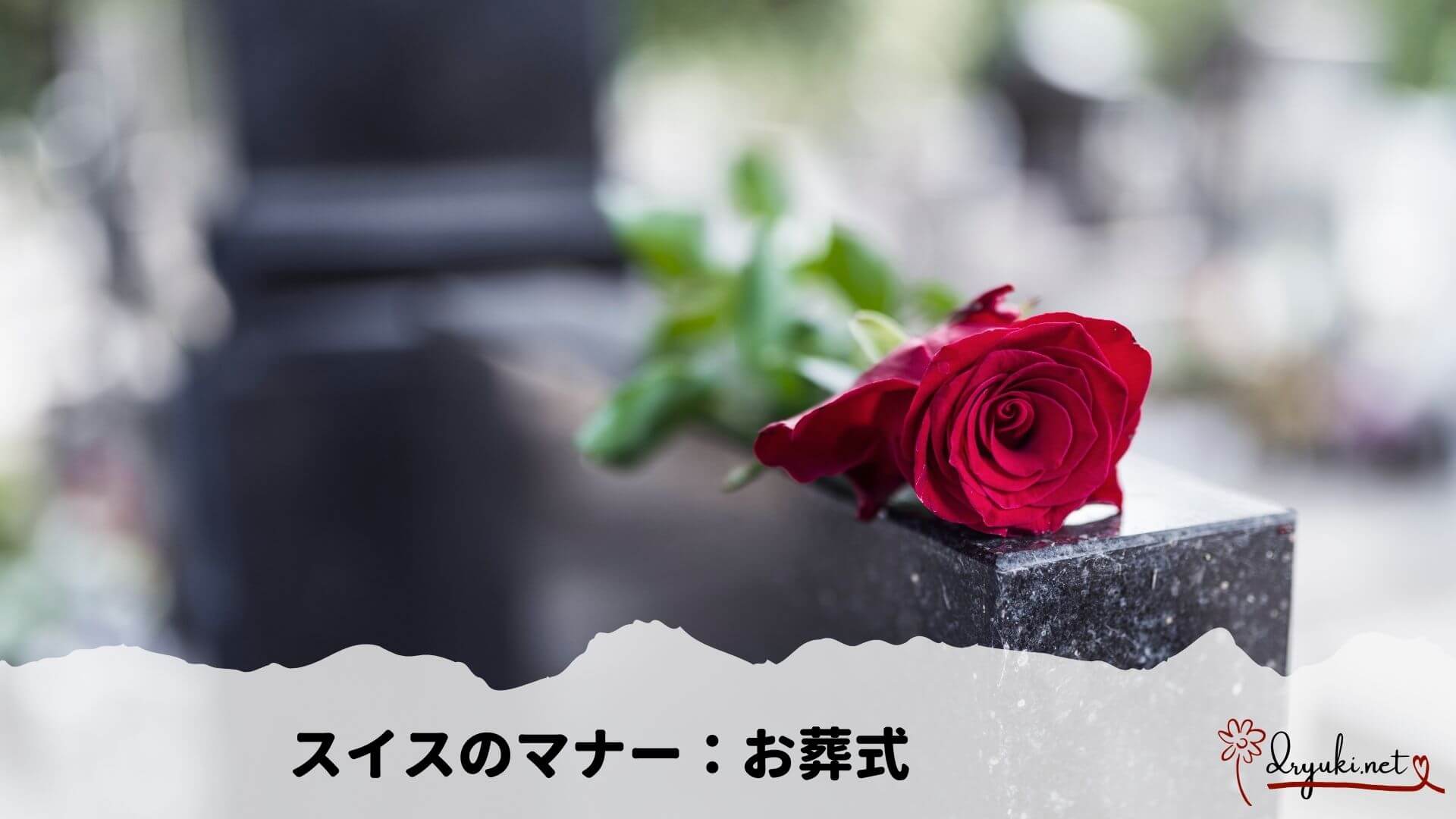 スイスのお葬式マナー　お墓の上に赤いバラ