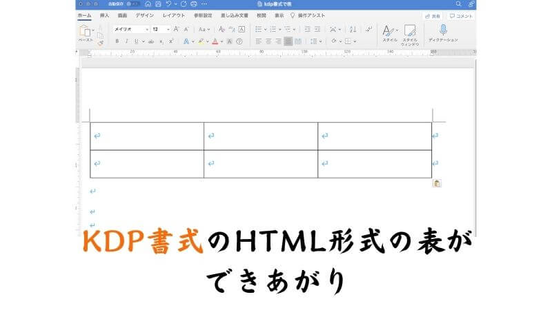kdp書式のHTML形式の表が完成